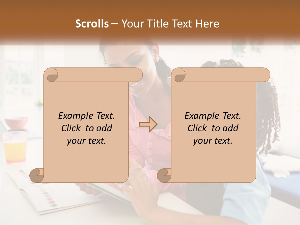 A Woman And A Child Are Looking At A Book PowerPoint Template