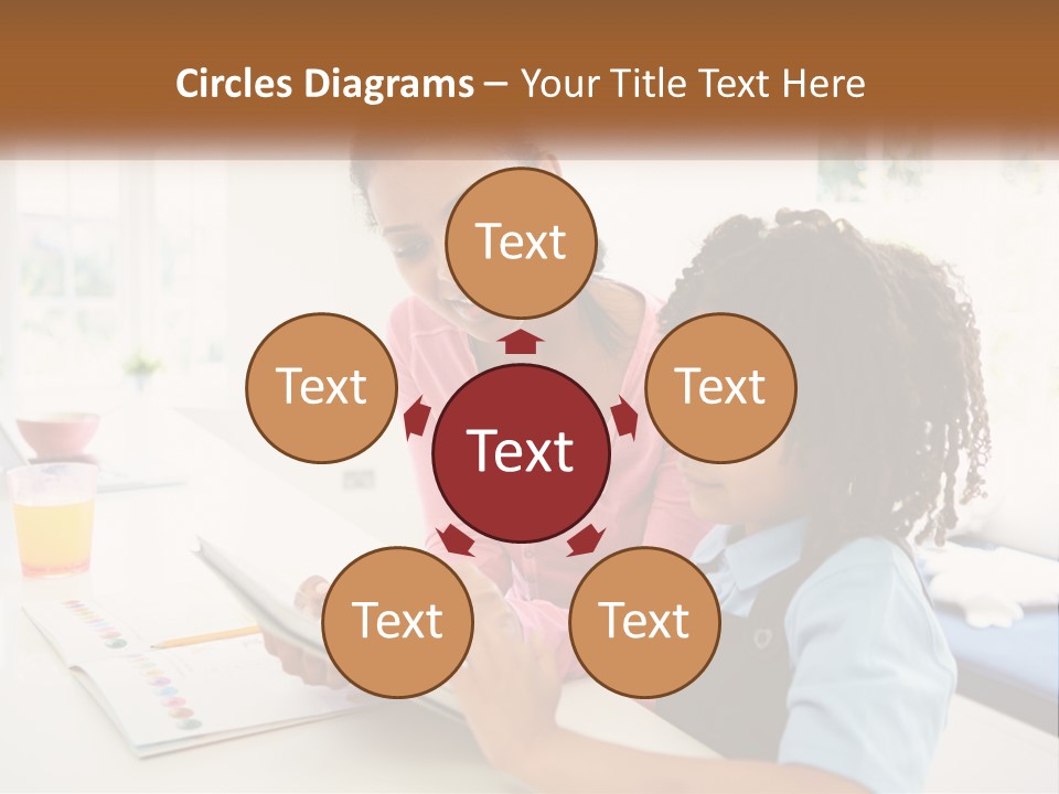 A Woman And A Child Are Looking At A Book PowerPoint Template