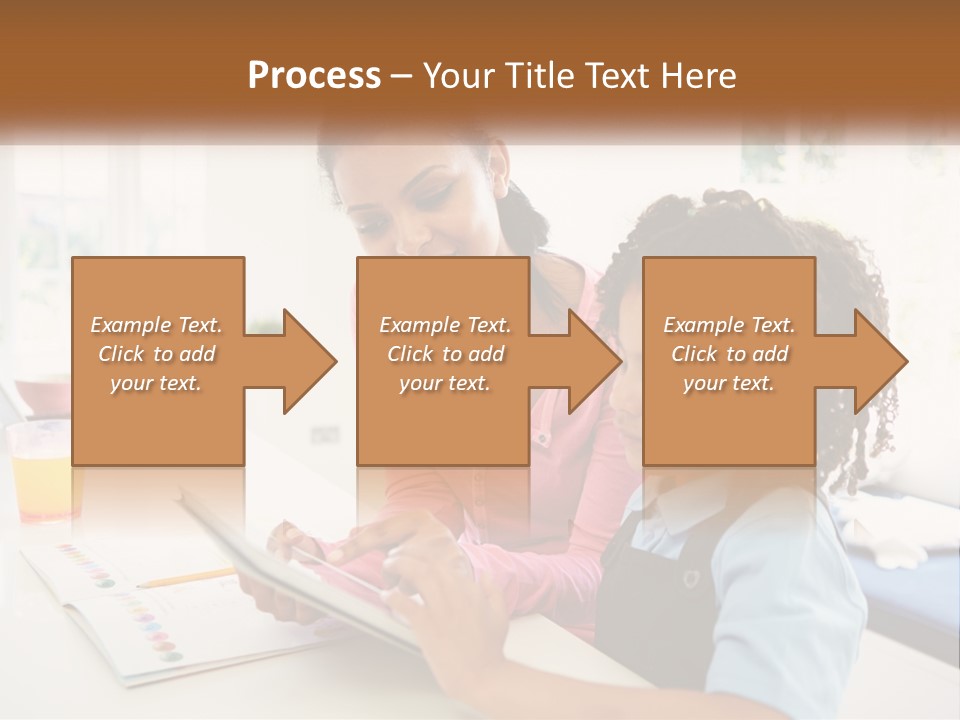 A Woman And A Child Are Looking At A Book PowerPoint Template