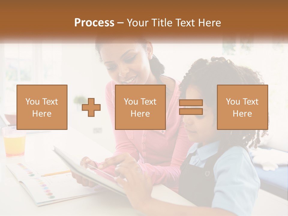 A Woman And A Child Are Looking At A Book PowerPoint Template