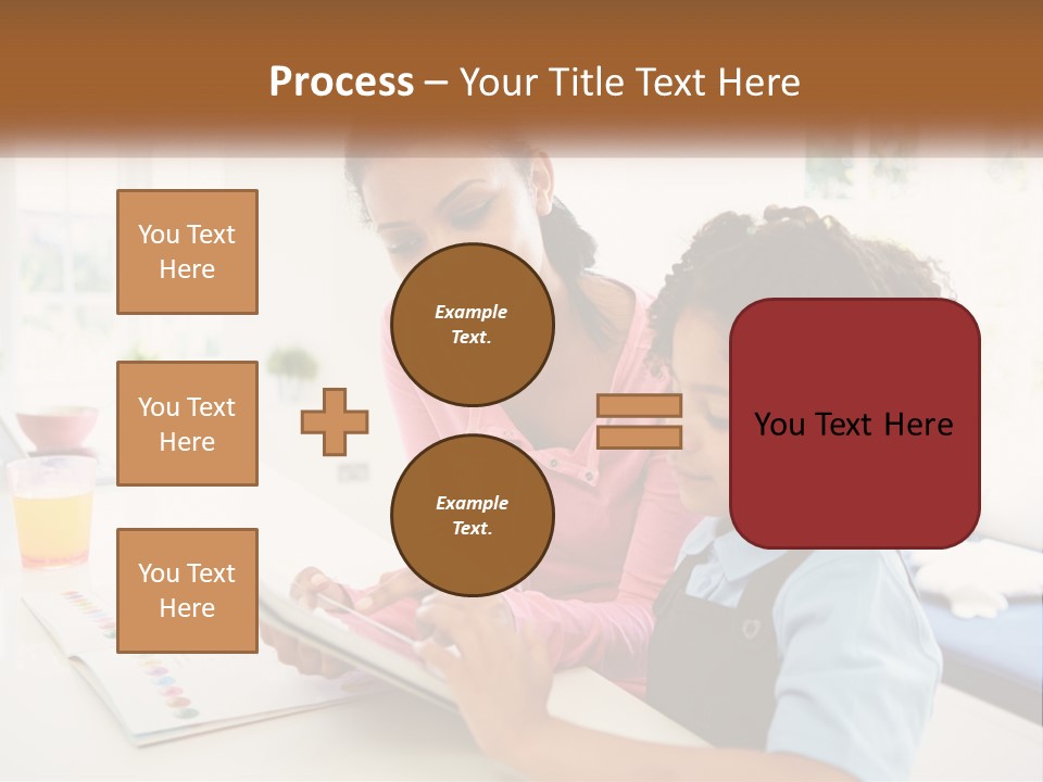 A Woman And A Child Are Looking At A Book PowerPoint Template