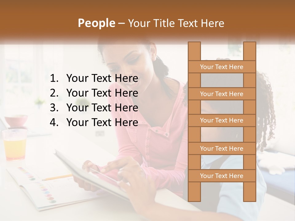 A Woman And A Child Are Looking At A Book PowerPoint Template