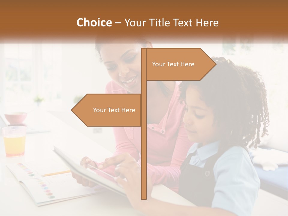 A Woman And A Child Are Looking At A Book PowerPoint Template