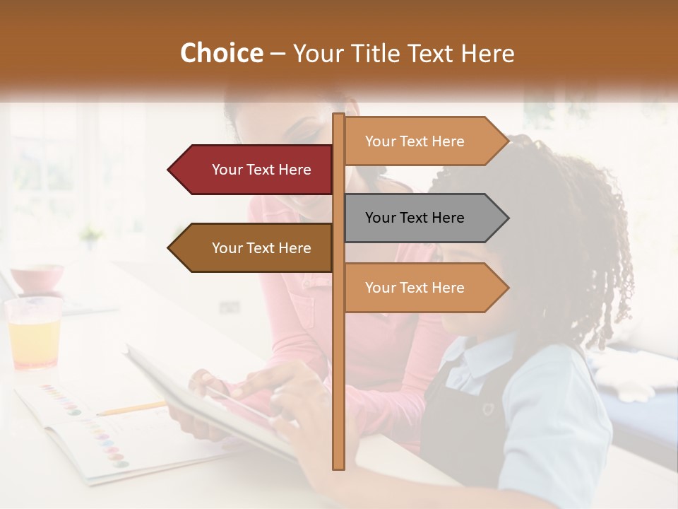 A Woman And A Child Are Looking At A Book PowerPoint Template