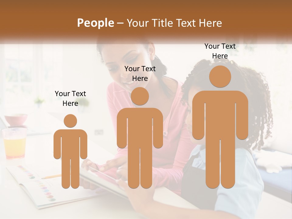 A Woman And A Child Are Looking At A Book PowerPoint Template