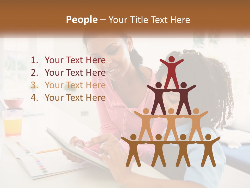 A Woman And A Child Are Looking At A Book PowerPoint Template