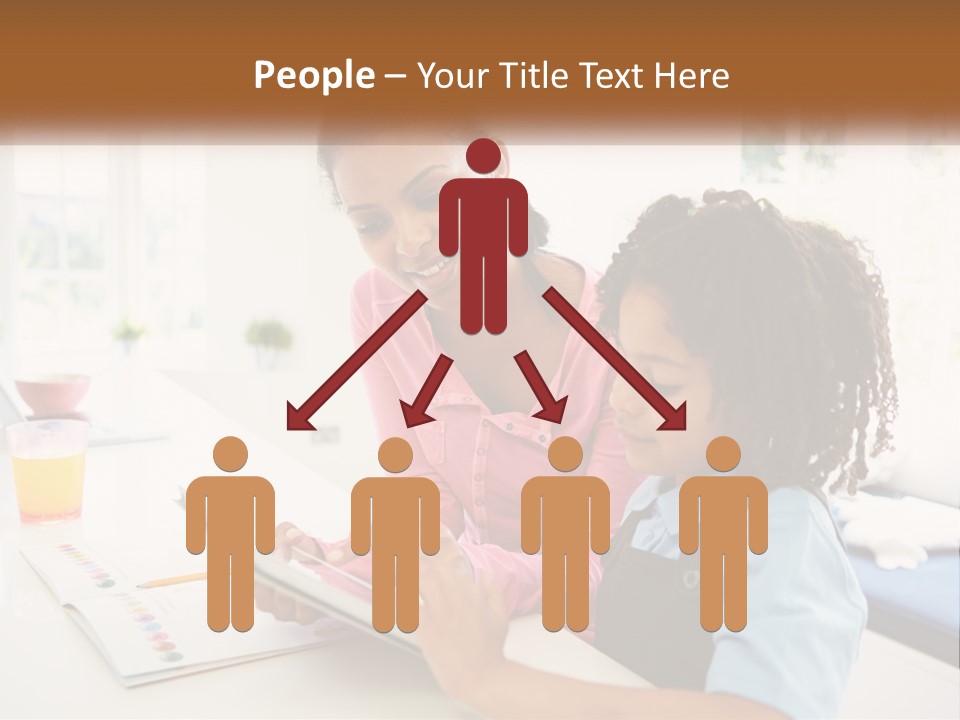 A Woman And A Child Are Looking At A Book PowerPoint Template