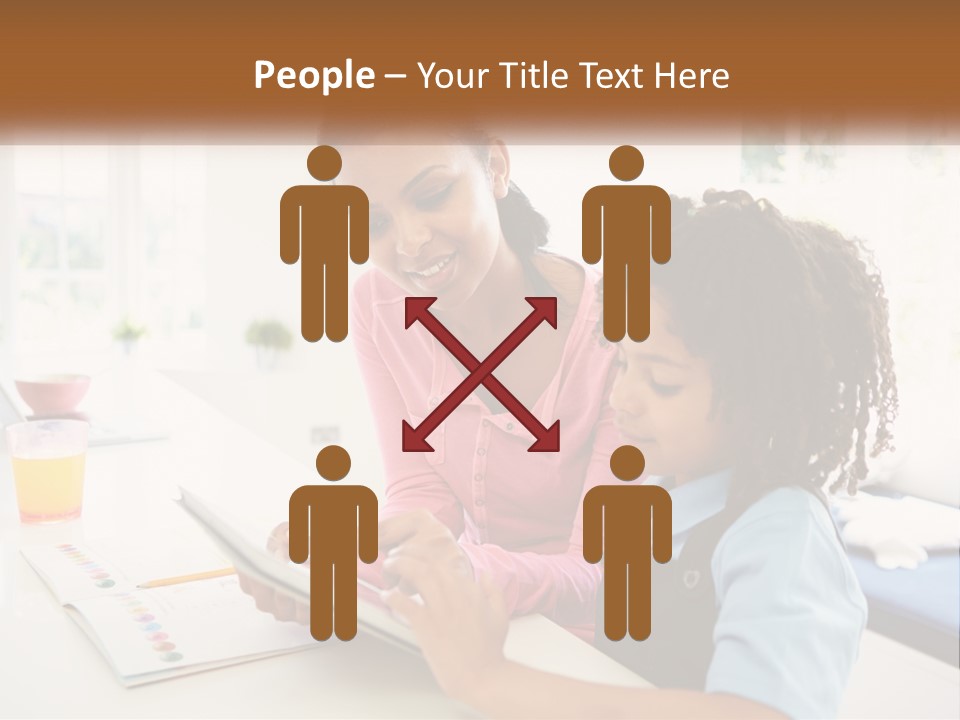 A Woman And A Child Are Looking At A Book PowerPoint Template