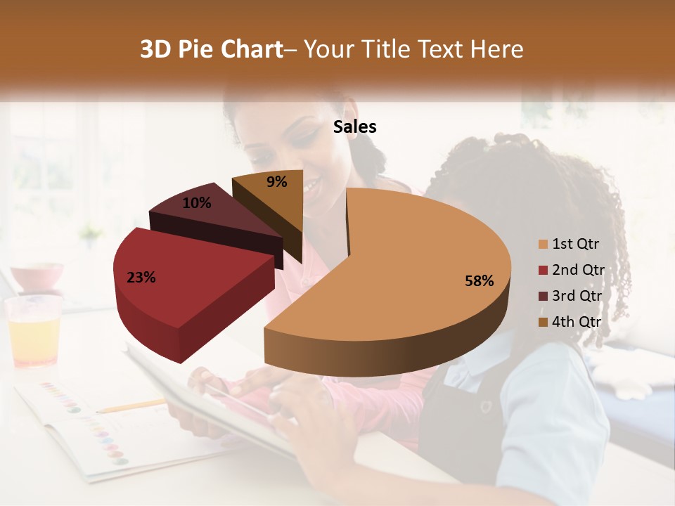 A Woman And A Child Are Looking At A Book PowerPoint Template