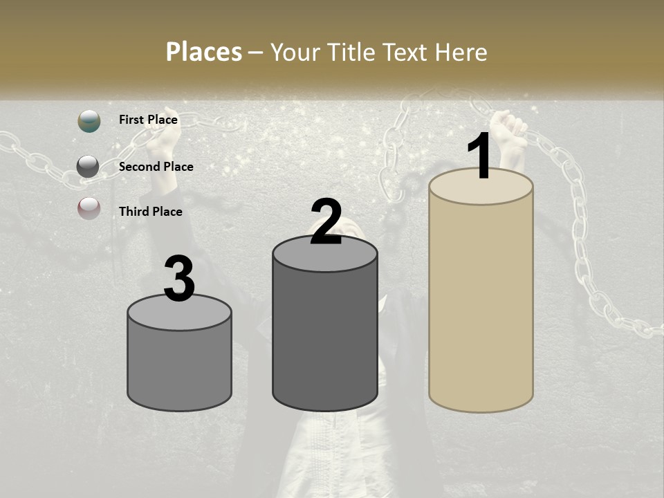 A Woman Is Chained Up To A Wall With Chains PowerPoint Template