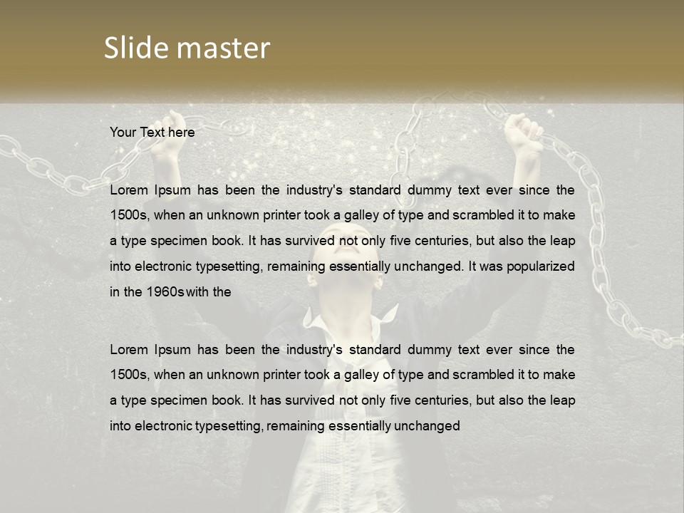 A Woman Is Chained Up To A Wall With Chains PowerPoint Template