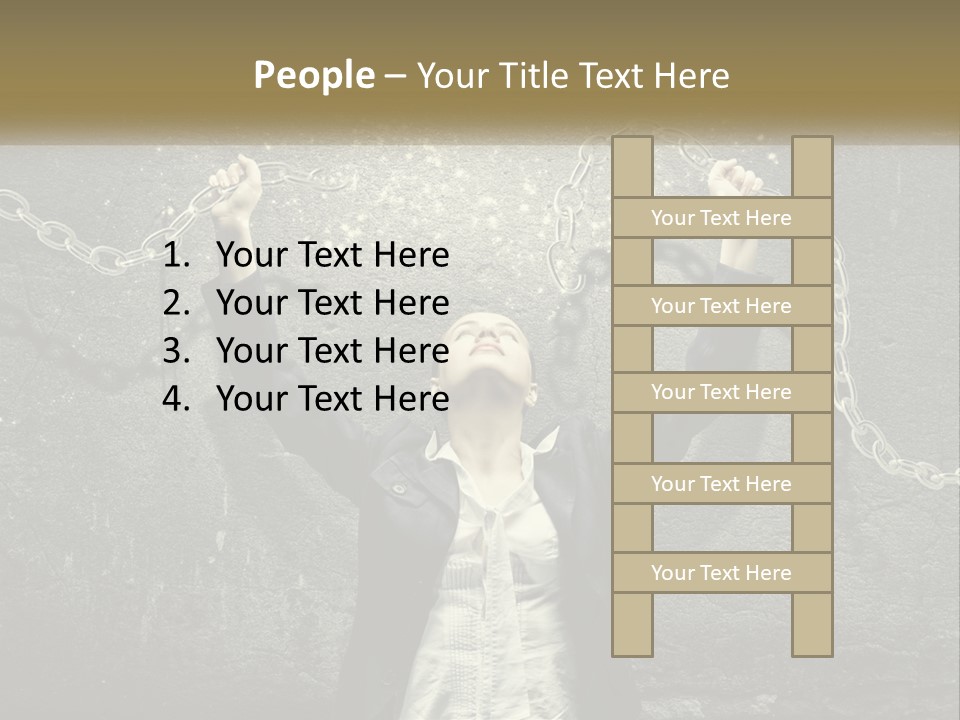 A Woman Is Chained Up To A Wall With Chains PowerPoint Template