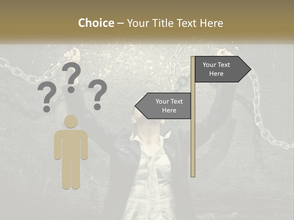 A Woman Is Chained Up To A Wall With Chains PowerPoint Template