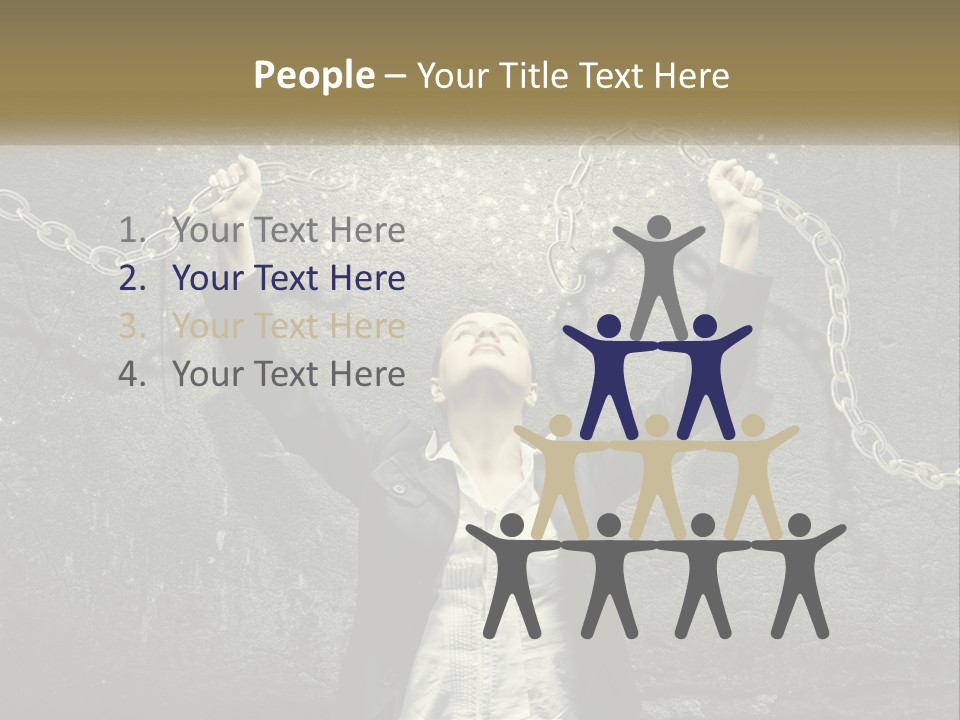 A Woman Is Chained Up To A Wall With Chains PowerPoint Template