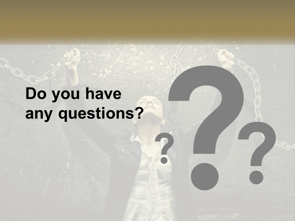 A Woman Is Chained Up To A Wall With Chains PowerPoint Template