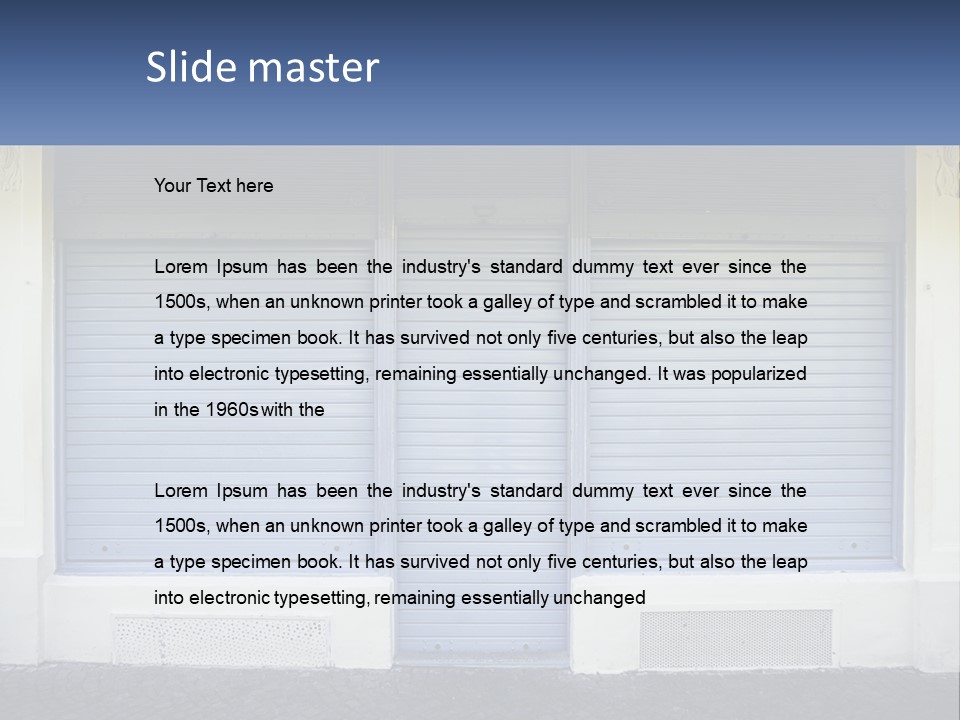 A Blue Garage Door With A Yellow Awning PowerPoint Template