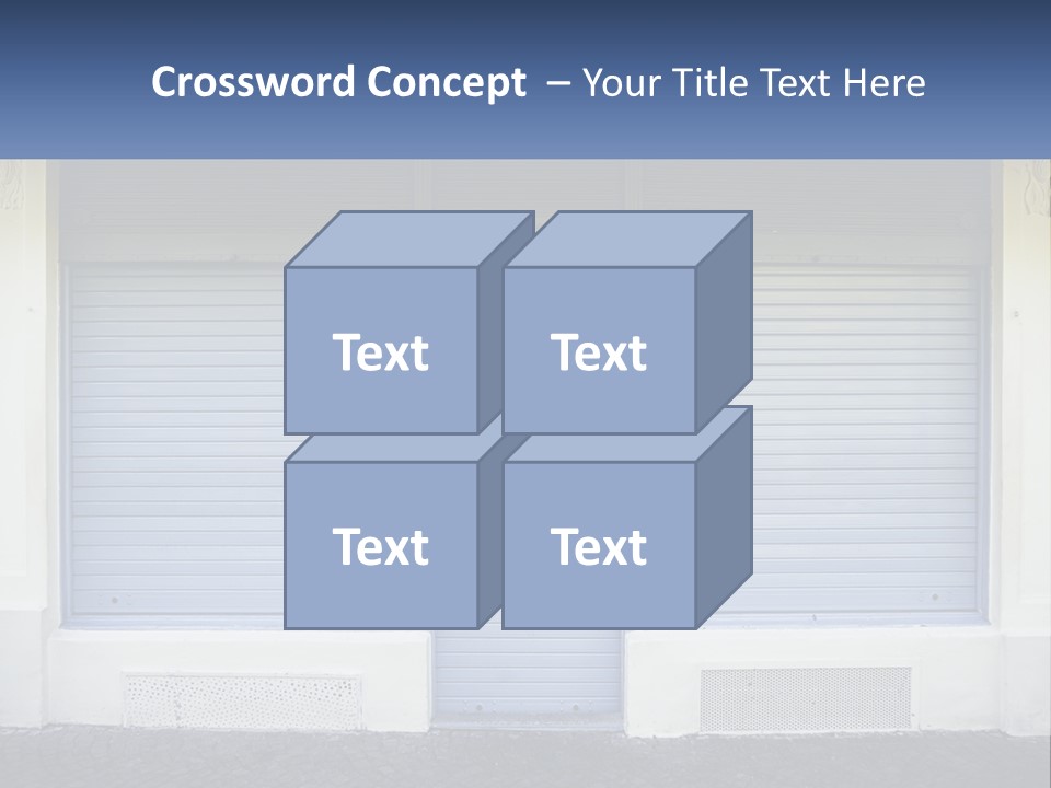 A Blue Garage Door With A Yellow Awning PowerPoint Template