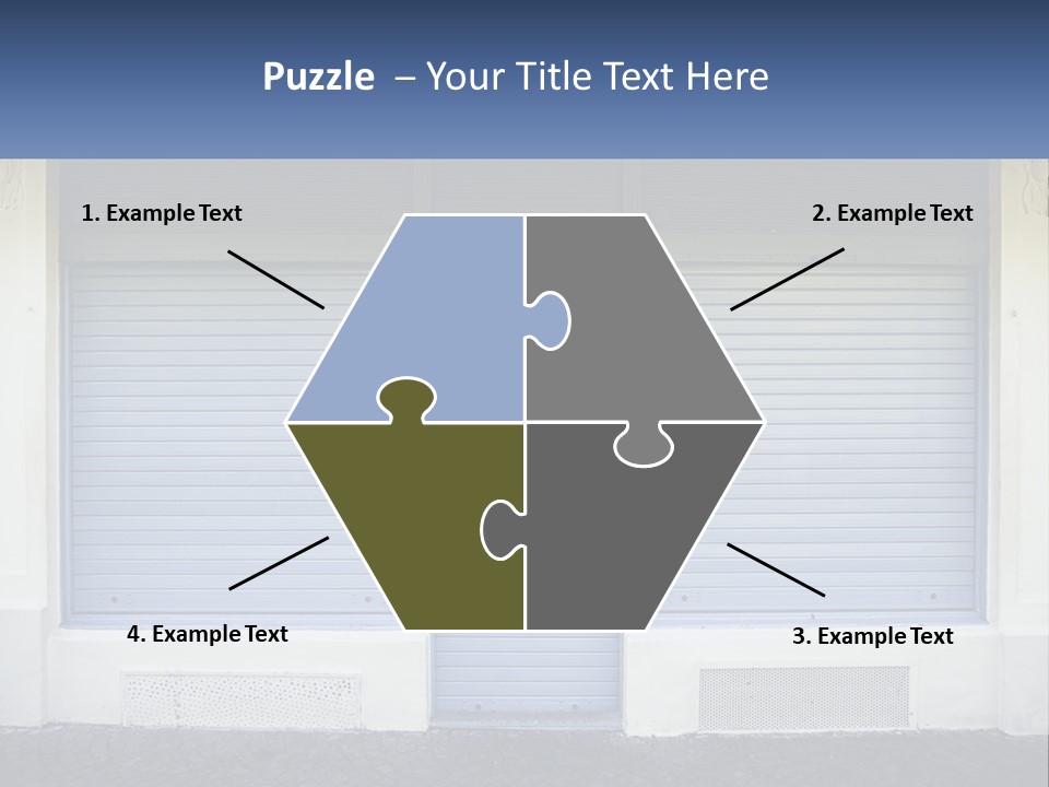A Blue Garage Door With A Yellow Awning PowerPoint Template