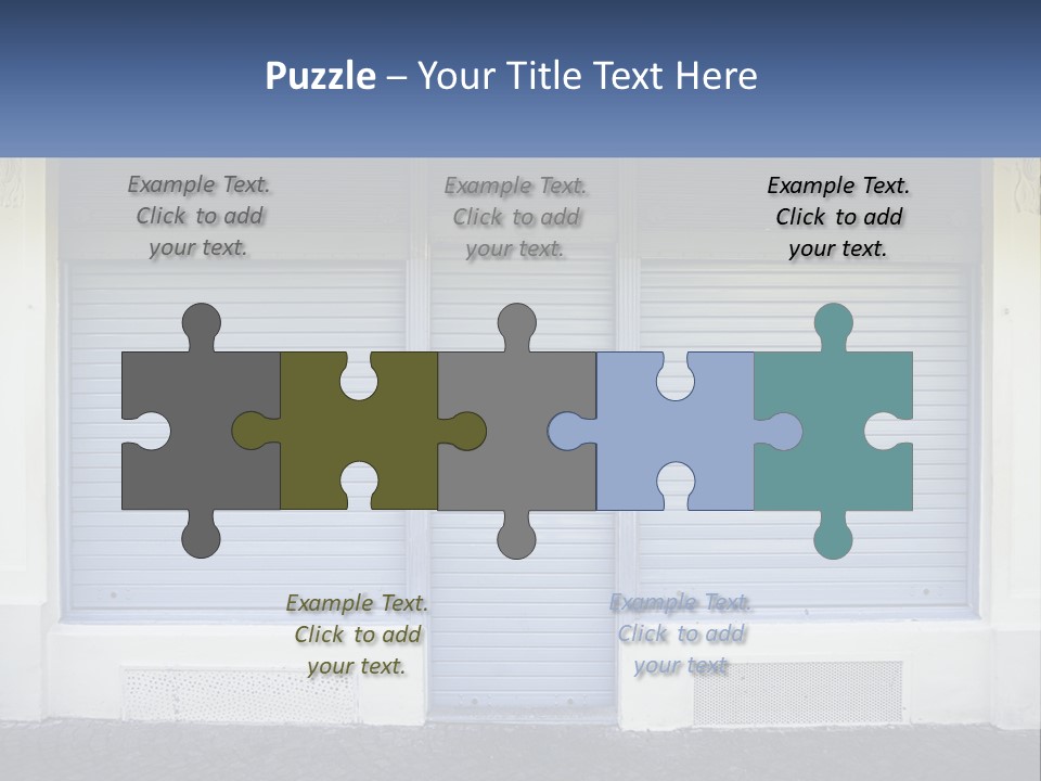 A Blue Garage Door With A Yellow Awning PowerPoint Template