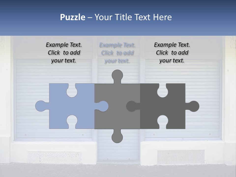 A Blue Garage Door With A Yellow Awning PowerPoint Template