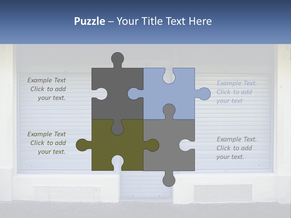 A Blue Garage Door With A Yellow Awning PowerPoint Template