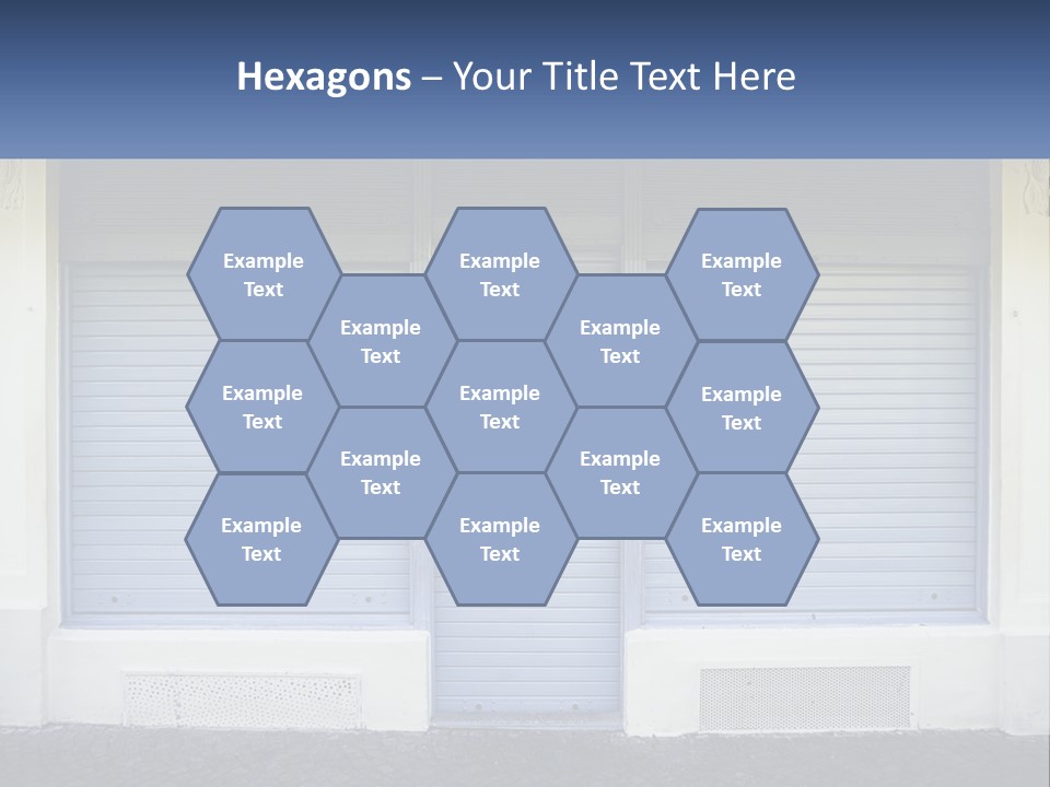 A Blue Garage Door With A Yellow Awning PowerPoint Template