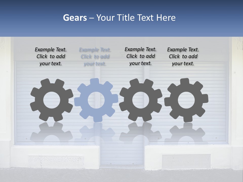 A Blue Garage Door With A Yellow Awning PowerPoint Template