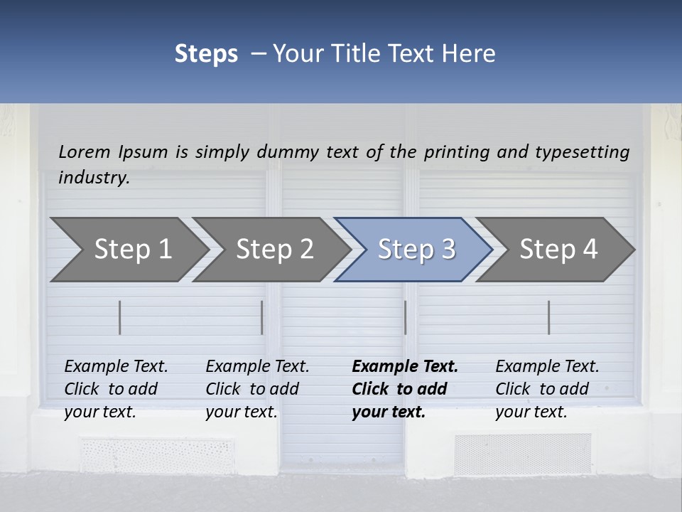 A Blue Garage Door With A Yellow Awning PowerPoint Template