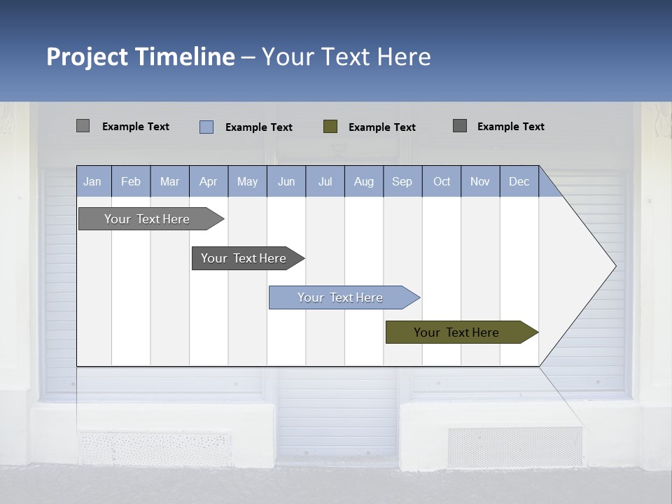 A Blue Garage Door With A Yellow Awning PowerPoint Template