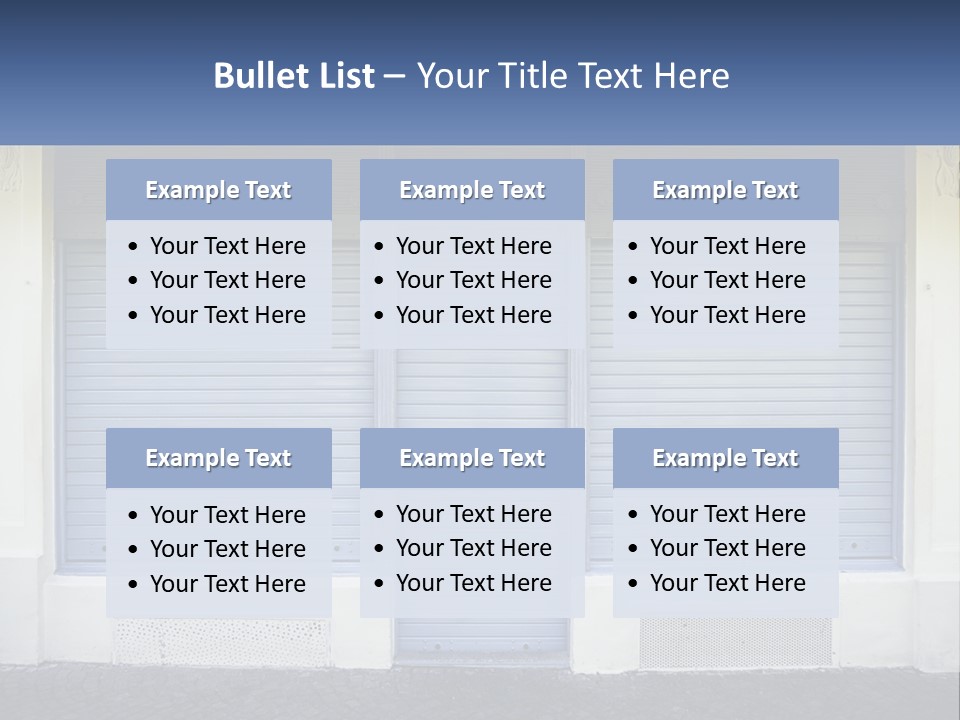 A Blue Garage Door With A Yellow Awning PowerPoint Template