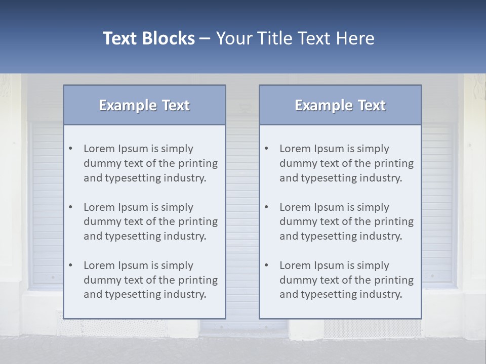 A Blue Garage Door With A Yellow Awning PowerPoint Template