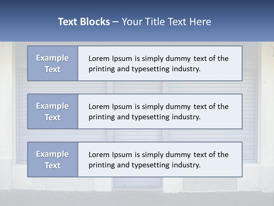 A Blue Garage Door With A Yellow Awning PowerPoint Template