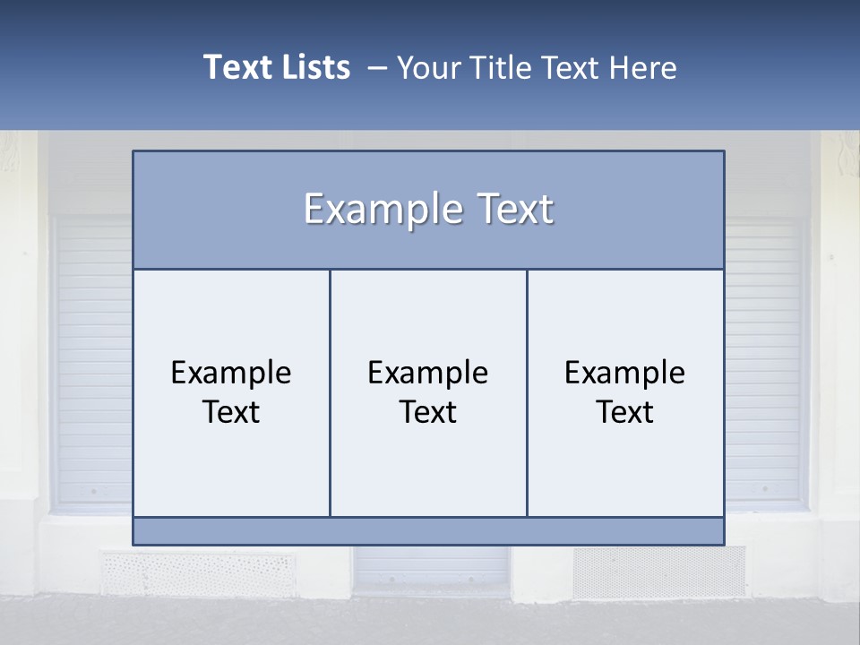 A Blue Garage Door With A Yellow Awning PowerPoint Template
