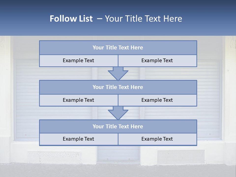 A Blue Garage Door With A Yellow Awning PowerPoint Template