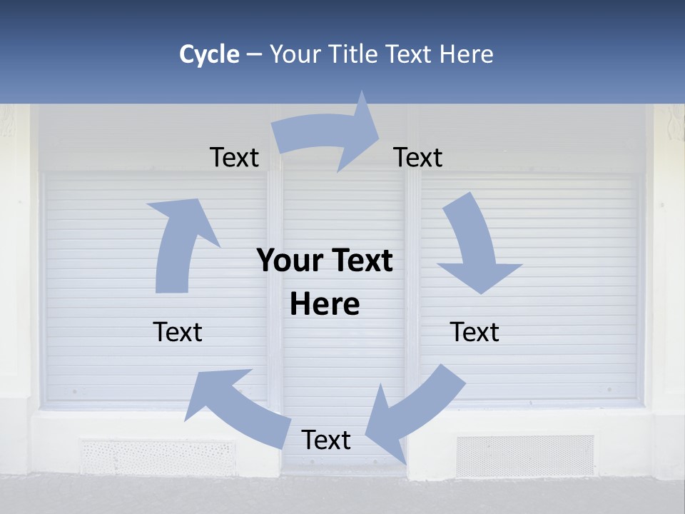 A Blue Garage Door With A Yellow Awning PowerPoint Template