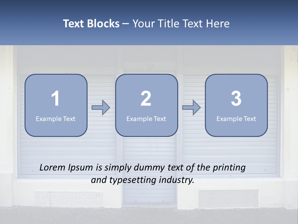 A Blue Garage Door With A Yellow Awning PowerPoint Template