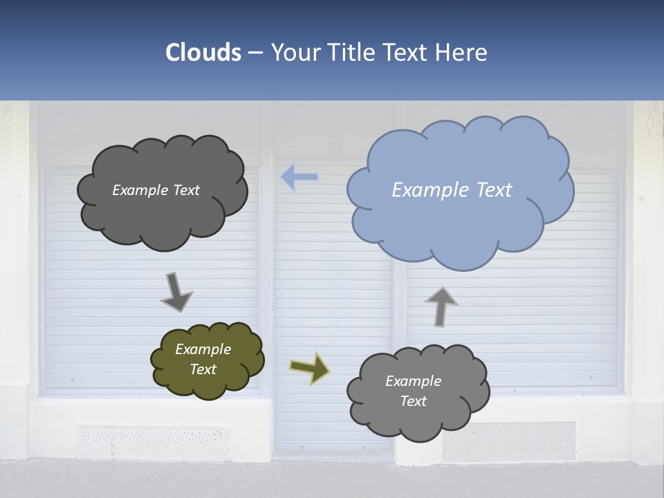 A Blue Garage Door With A Yellow Awning PowerPoint Template