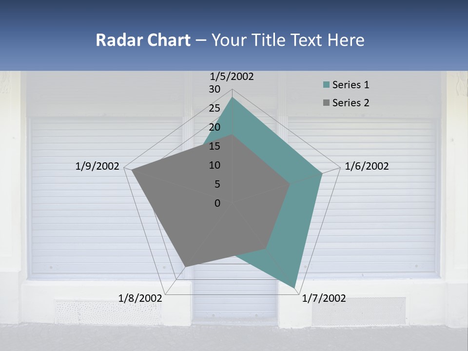 A Blue Garage Door With A Yellow Awning PowerPoint Template