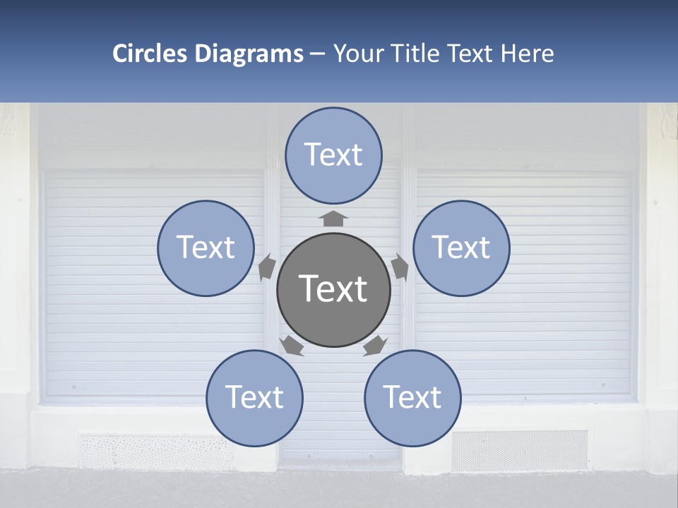 A Blue Garage Door With A Yellow Awning PowerPoint Template