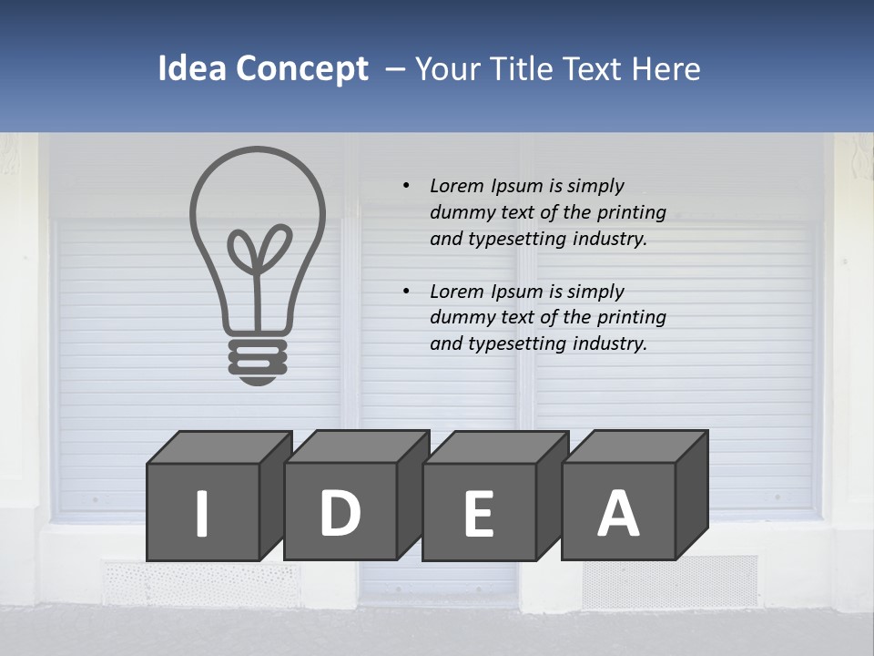 A Blue Garage Door With A Yellow Awning PowerPoint Template