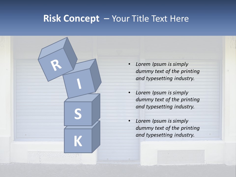 A Blue Garage Door With A Yellow Awning PowerPoint Template