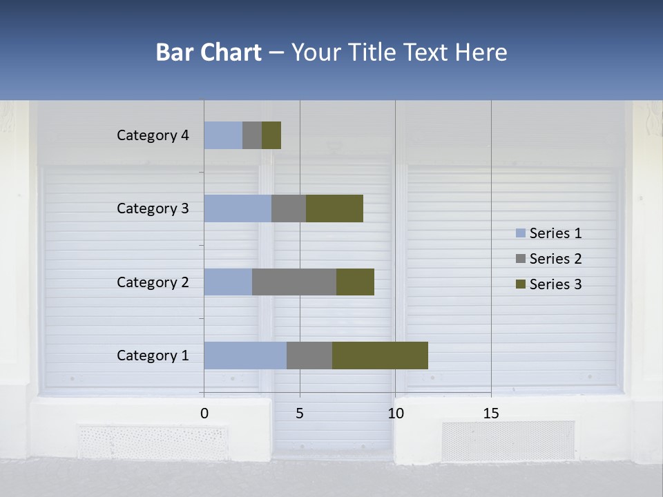 A Blue Garage Door With A Yellow Awning PowerPoint Template
