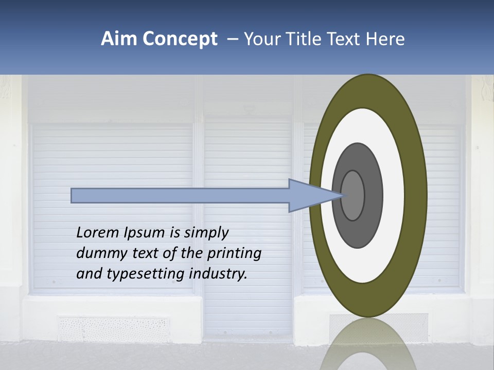 A Blue Garage Door With A Yellow Awning PowerPoint Template