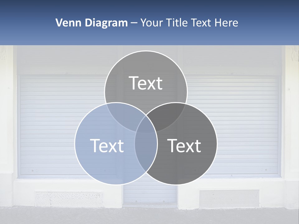 A Blue Garage Door With A Yellow Awning PowerPoint Template