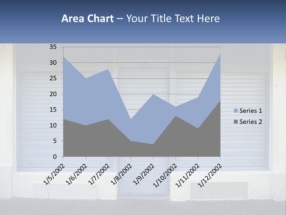 A Blue Garage Door With A Yellow Awning PowerPoint Template
