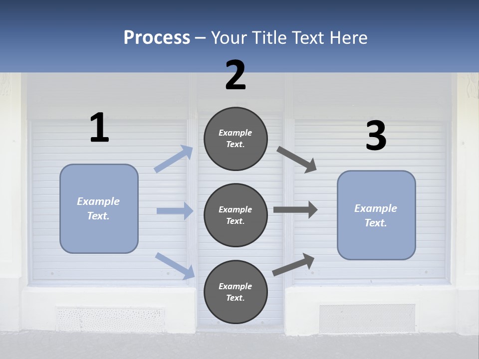 A Blue Garage Door With A Yellow Awning PowerPoint Template