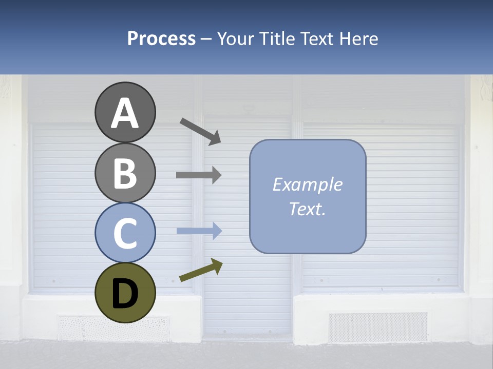 A Blue Garage Door With A Yellow Awning PowerPoint Template