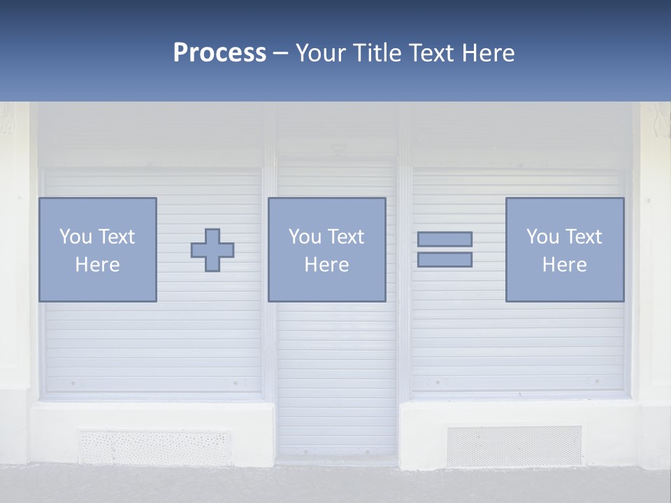 A Blue Garage Door With A Yellow Awning PowerPoint Template