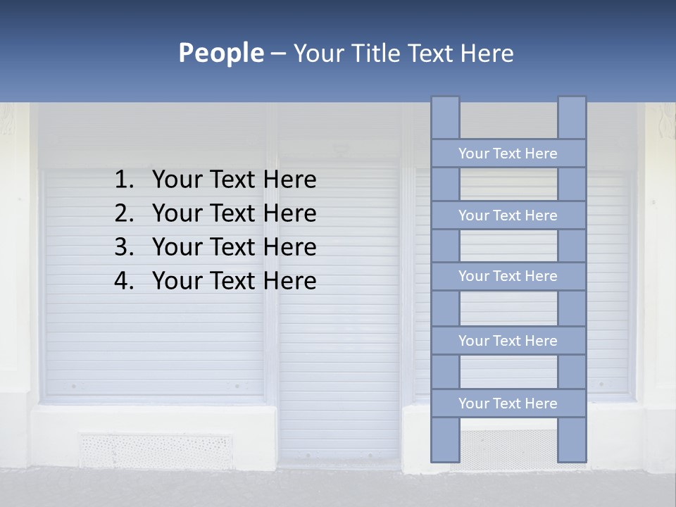 A Blue Garage Door With A Yellow Awning PowerPoint Template