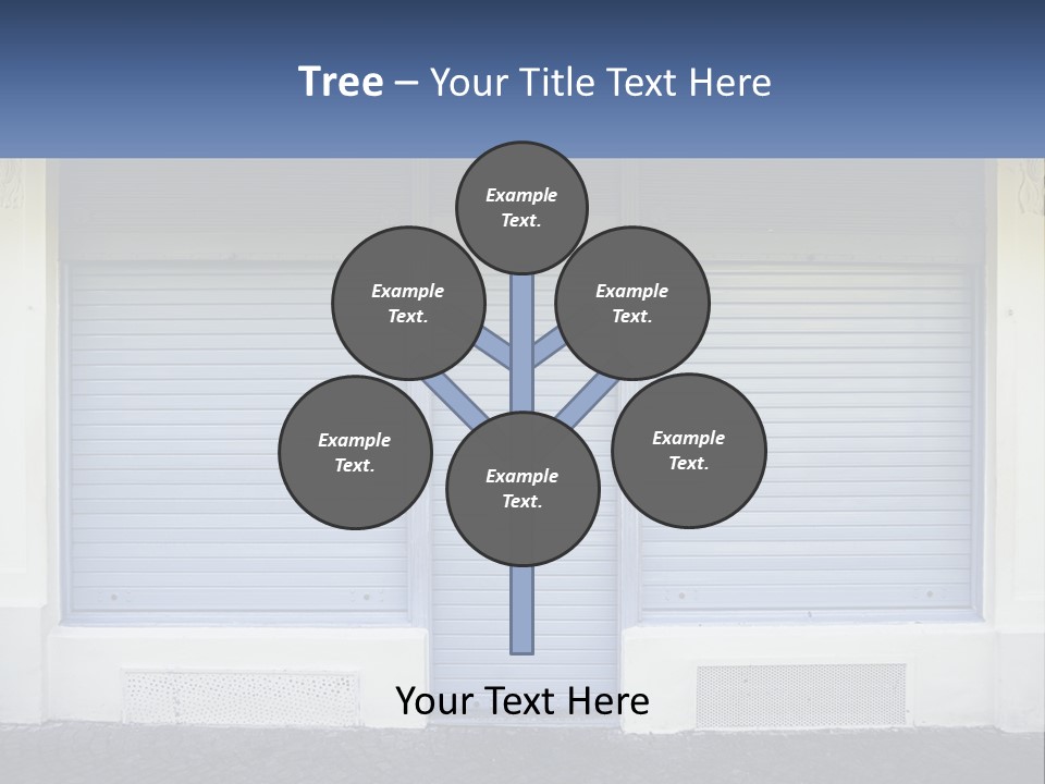 A Blue Garage Door With A Yellow Awning PowerPoint Template
